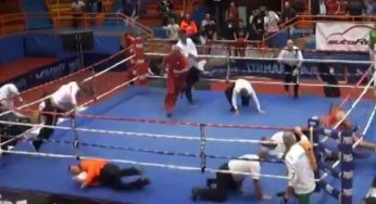 Vídeo: Em luta de boxe, atleta nocauteia juiz e continua agressão no chão