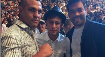 De férias em Las Vegas, Neymar ‘tieta’ Lyoto e Vitor Belfort no UFC 189