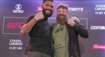 Nada de encarada: Pezão e Roy Nelson se abraçam em “Media Day” do UFC