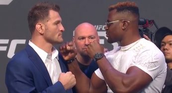 Miocic e Ngannou têm encarada tensa antes do UFC 220