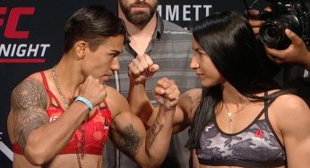 Com encarada amistosa, Jéssica Bate-Estaca e Tecia Torres confirmam luta no UFC Orlando