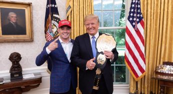 Covington mantém a palavra e leva cinturão do UFC para Trump