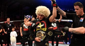 Khabib leiloa camisa de Poirier e doa US$100 mil a projeto social de ex-rival