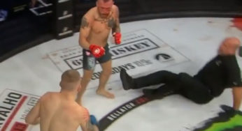 VÍDEO: Árbitro tropeça em lutador e cai durante luta no Bellator 240