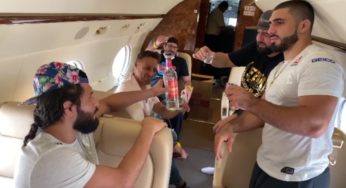 Vídeo: Com direito a tequila em voo, Masvidal celebra participação no UFC 251 com equipe