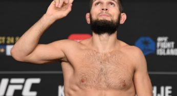 Khabib leva susto, mas usa toalha, bate peso e confirma luta no UFC 254