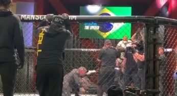 Vídeo: Voz do UFC, Bruce Buffer fica de joelhos ao anunciar Anderson Silva na despedida da lenda