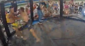 Vídeo: Atleta é lançado para fora do cage após receber dura joelhada voadora em evento brasileiro