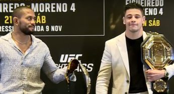 Deiveson ‘oferece’ cinturão a Moreno e clima esquenta em divulgação do UFC 283, no Rio de Janeiro