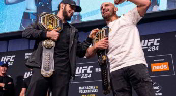 VÍDEO: Islam Makhachev e Alexander Volkanovski trocam provocações durante encarada antes do UFC 284