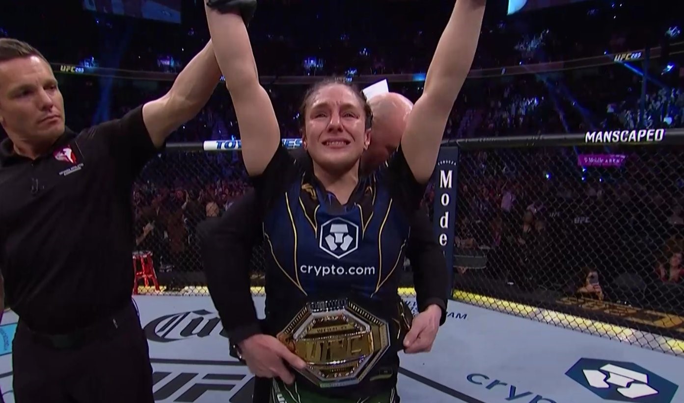 Flyweight champion, Alexa Grasso celebrates leading the weight-for ...