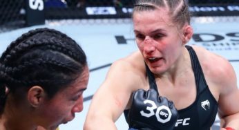 Como um ‘carrapato’, Erin Blanchfield anula trocação de Taila Santos e vence duelo no UFC Singapura