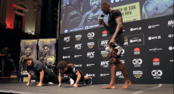 VÍDEO: Em treino aberto do UFC 293, Israel Adesanya inova e promove disputa inusitada entre fãs