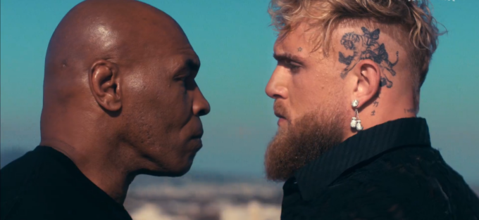 VÍDEO: Veja como foi a primeira encarada entre Mike Tyson e Jake Paul no boxe. Foto: Reprodução/Twitter/@netflix