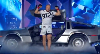 VÍDEO: Veterano faz entrada épica, usa carro de ‘De Volta Para o Futuro’ e vence 82ª luta no MMA