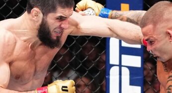 Islam Makhachev sangra, mas finaliza Dustin Poirier em luta dura e defende cinturão no UFC 302