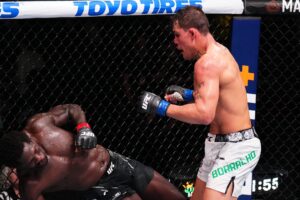 Caio Borralho x Jared Cannonier no UFC Vegas 96. Foto: Reprodução/Twitter/UFC Europe