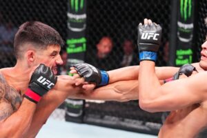 Elves Brener tem tarde de pesadelo, sucumbe à força de rival e é nocauteado no UFC Abu Dhabi. Foto: UFC News