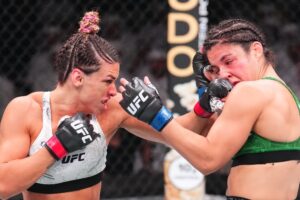 Mackenzie Dern tem luta dura, mas interrompe série negativa e vence Lupita Godinez no UFC Abu Dhabi. Foto: Twitter/UFC News