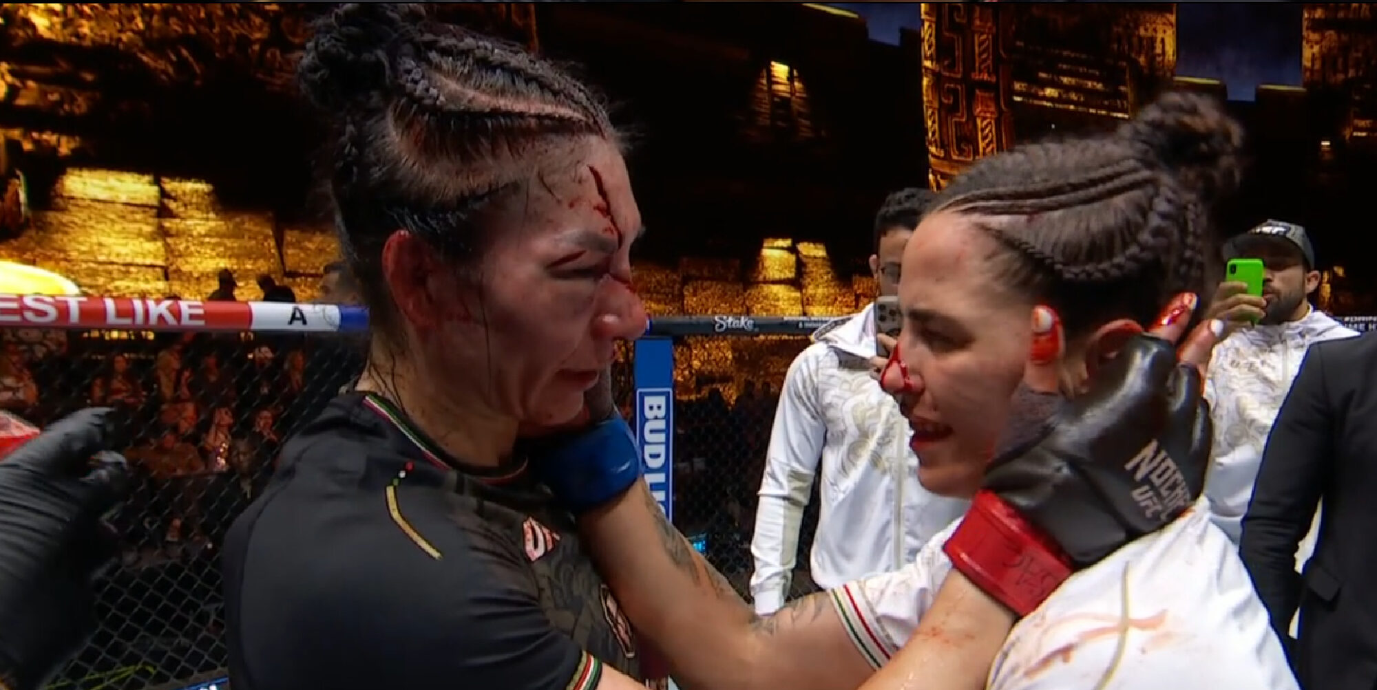 Irene Aldana tem corte brutal sobre Norma Dumont no UFC 306. Foto: Reprodução/UFC News