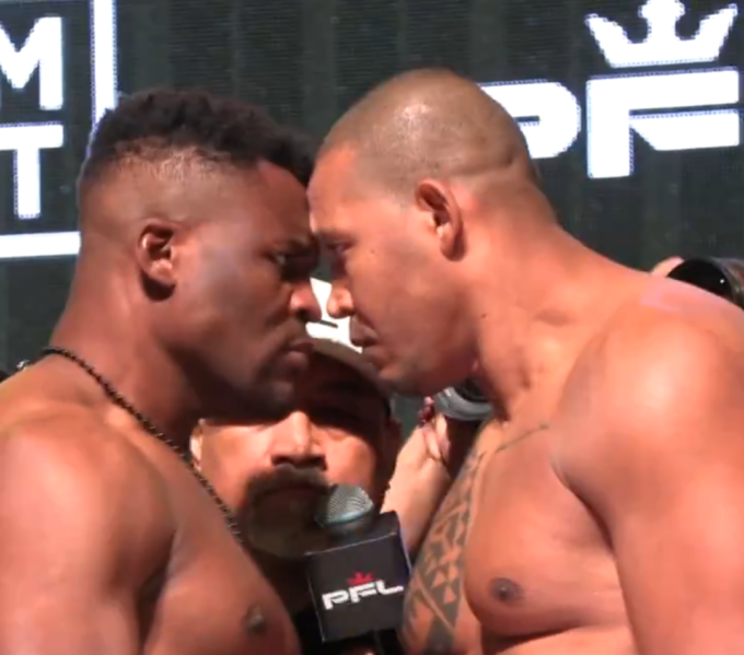 Ngannou e Renan Problema se encaram antes de luta pela PFL / Reprodução PFL