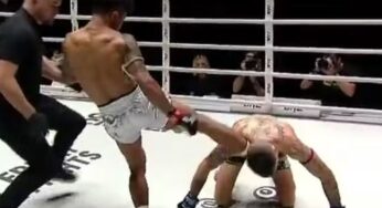 VÍDEO: Tailandês acerta ‘tiro de meta’ em rival espanhol e é desclassificado no One Friday Fights 83