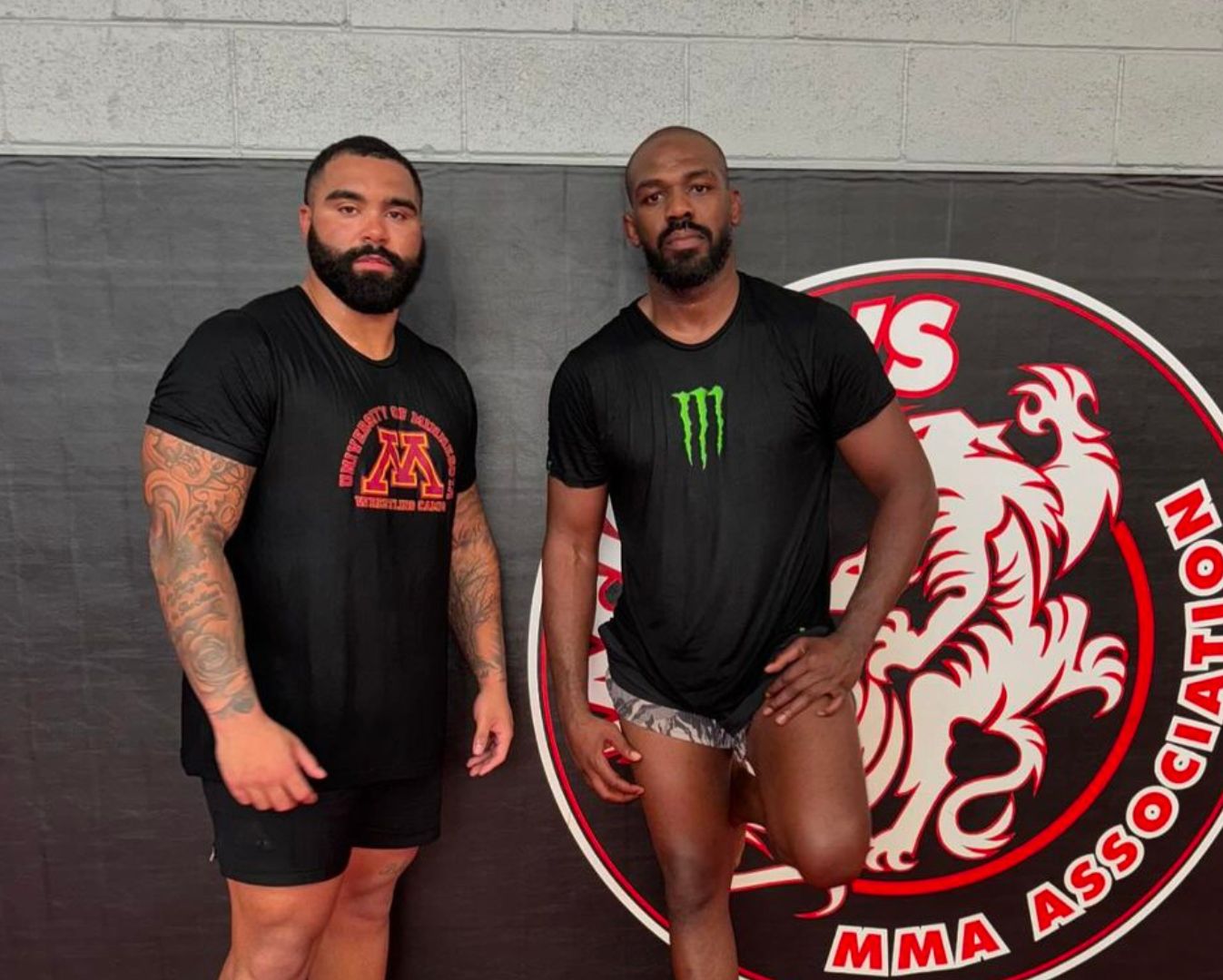 Gable Steveson e Jon Jones em treino de preparação para o UFC 309. Foto: Instagram/ Gable Steveson