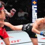 Matheus Nicolau não conseguiu superar Asu Almabaye / Reprodução UFC