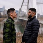 Brandon Moreno em encarada com Amir Albazi no Canadá para o UFC Edmonton / Reprodução UFC