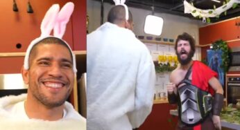 VÍDEO: Vestido de ‘coelhinho’, Alex Poatan soca youtuber Diogo Defante