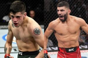 Brandon Moreno e Amir Albazi se enfrentam no UFC Edmonton Foto: Montagem SUPER LUTAS