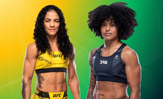 As brasileiras Viviane Araújo (esq.) e Karine Silva (dir.) se enfrentam no UFC 309. Foto: Montagem SUPER LUTAS