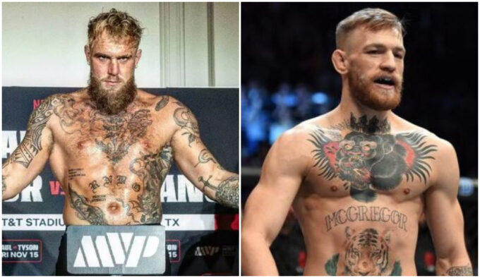 Conor McGregor (esq.) está na mira de Jake Paul (dir.) / Reprodução Montagem SUPER LUTAS